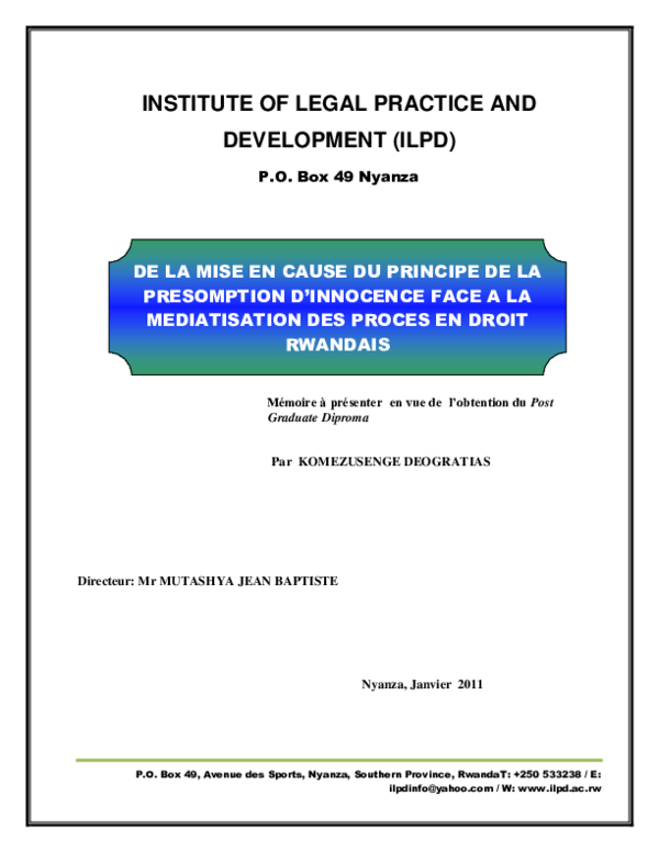 (PDF) PRESOMPTION D'INNOCENCE