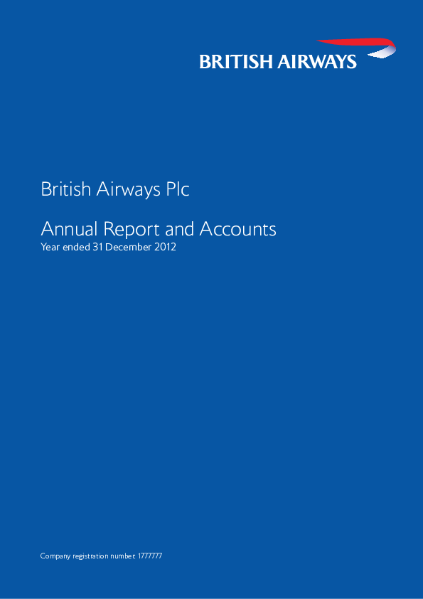 British Airways Plc Annual Report and Accounts dfgfd afewfs