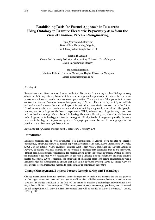 (PDF) Establishing Basis for Funnel Approach in Research Using