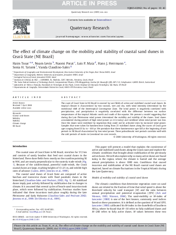 (PDF) The effect of climate change on the mobility and stability of ...