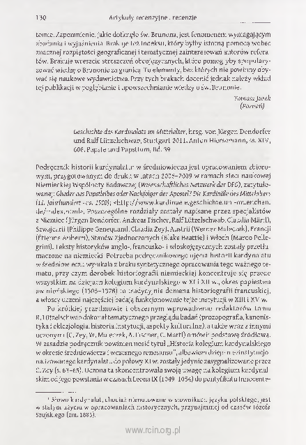 (PDF) Geschichte des Kardinalats im Mittelalter, hg. v. Jürgen ...
