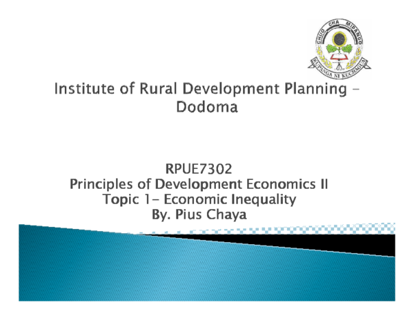 (PDF) Principles of Development Economics II