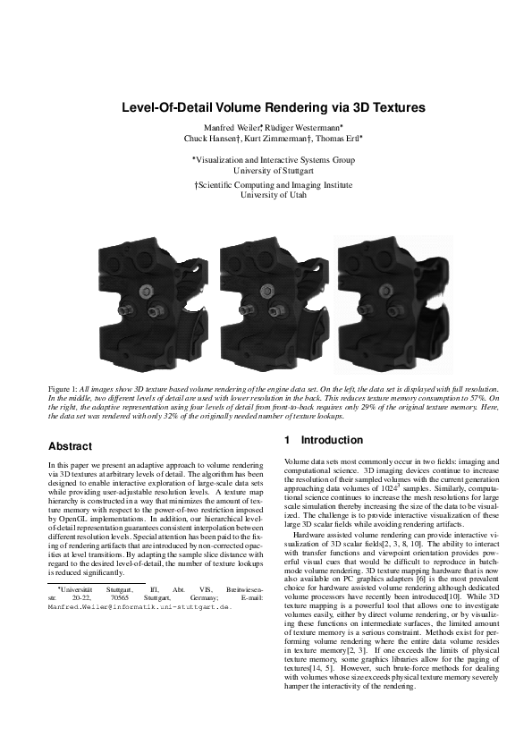 (PDF) Level-of-detail volume rendering via 3D textures