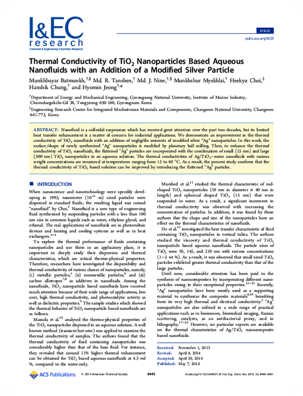 (PDF) Thermal Conductivity of TiO 2 Nanoparticles Based Aqueous ...