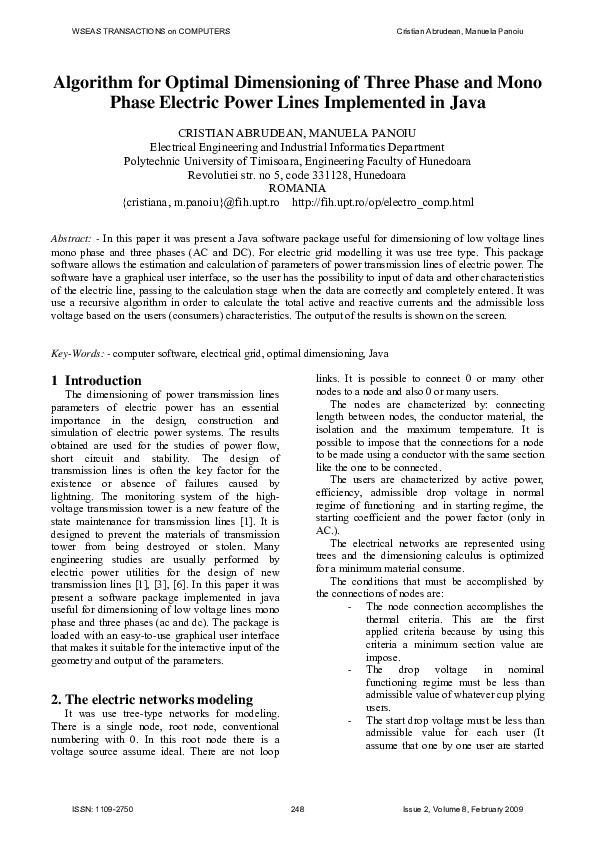 (PDF) Algorithm for Optimal Dimensioning of Three Phase and Mono Phase ...