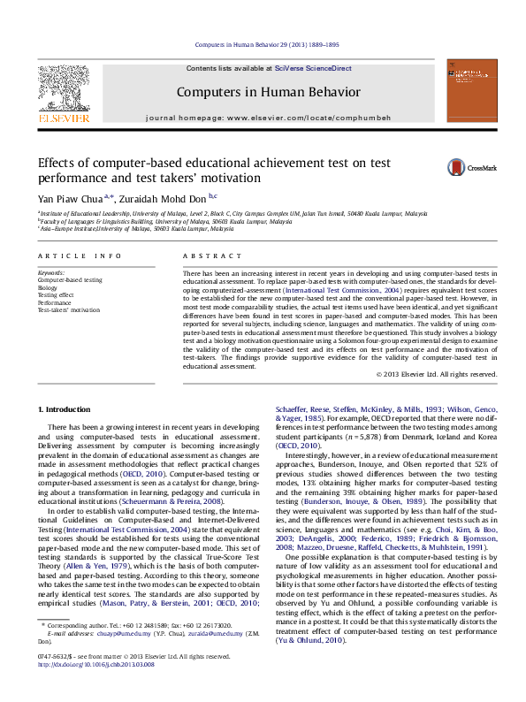 (PDF) Effects of computer-based educational achievement test on test ...
