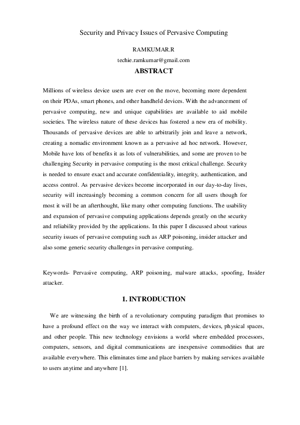 (DOC) Security and Privacy Issues of Pervasive Computing