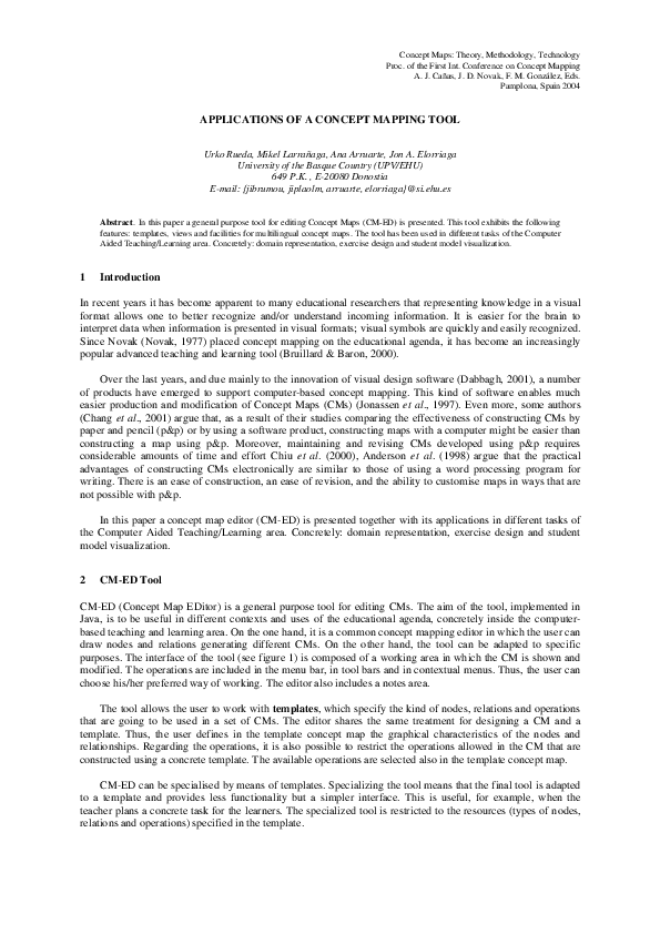 APPLICATIONS OF A CONCEPT MAPPING TOOL