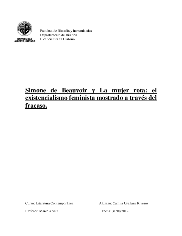 (DOC) La mujer rota simone de beauvoir