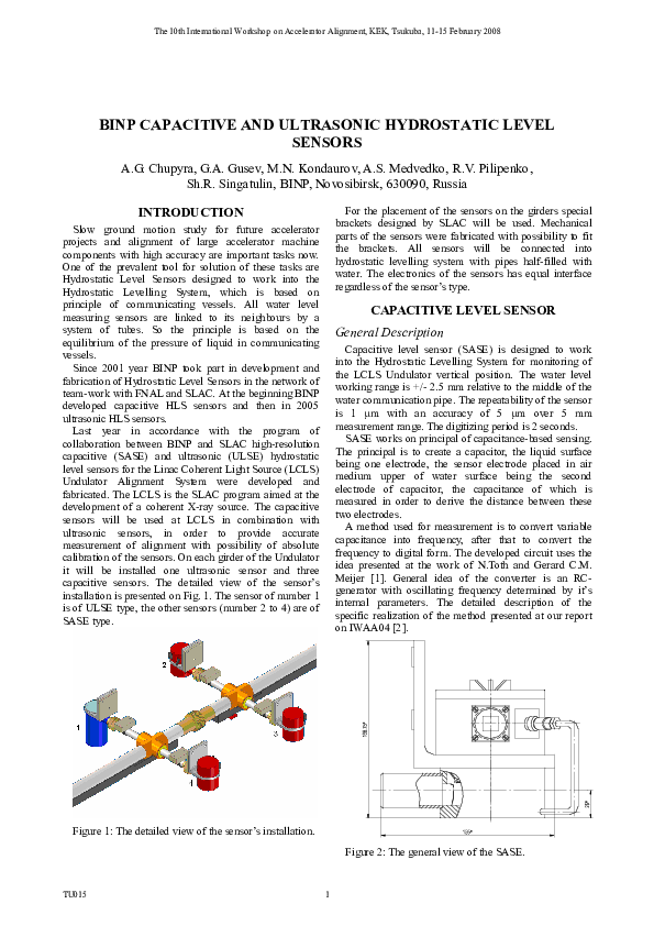 (PDF) BINP CAPACITIVE AND ULTRASONIC HYDROSTATIC LEVEL SENSORS