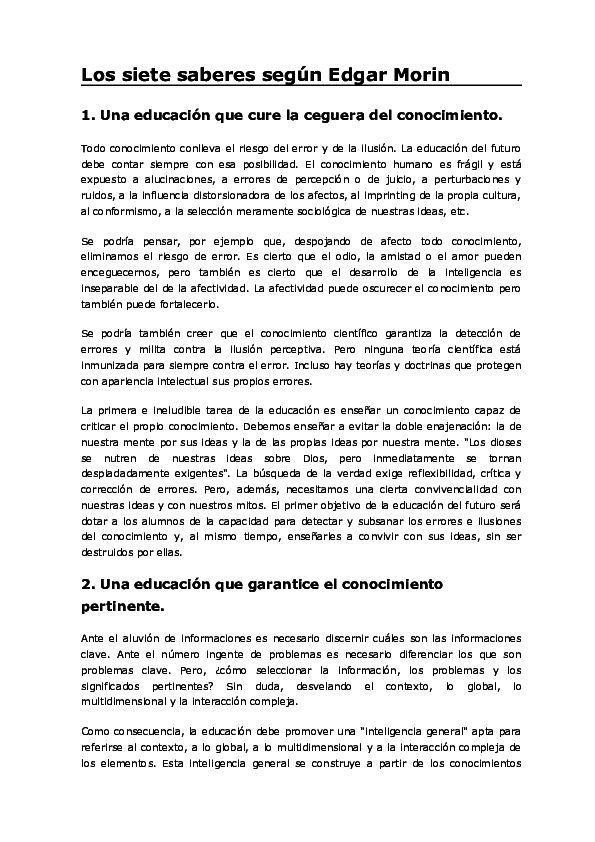 (DOC) Los siete saberes según Edgar Morin Mayor Victoria Vencerse Uno Mismo Academia.edu (DOC) Los siete saberes según Edgar Morin Mayor Victoria Vencerse Uno Mismo Academia.edu