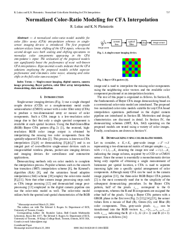 (PDF) Normalized color-ratio modeling for CFA interpolation