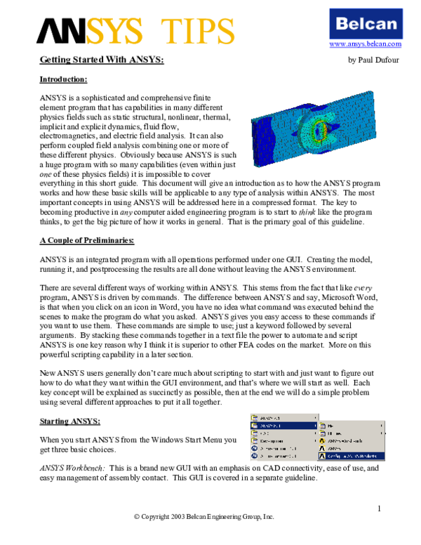 (PDF) ANSYS quick start