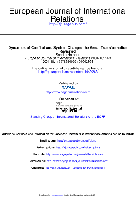 Dynamics of Conﬂict and System Change: The Great Transformation Revisited