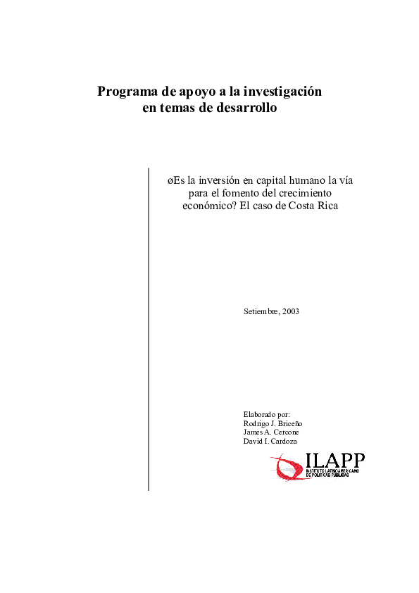 (PDF) ¿Es la inversión en capital humano la via para el fomento del