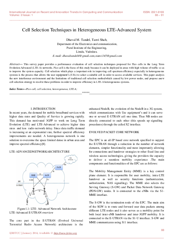 (PDF) Cell Selection Techniques in Heterogeneous LTE Advanced System