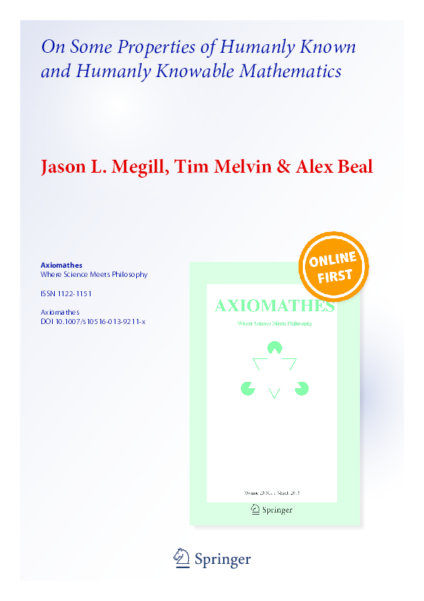 (PDF) On Some Properties of Humanly Known and Humanly Knowable Mathematics