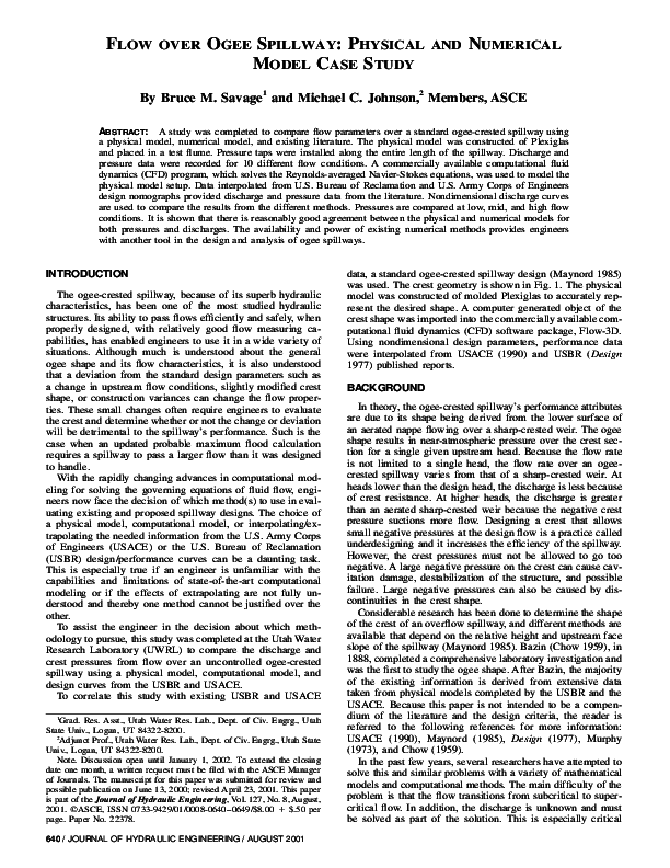 (PDF) Flow over ogee spillway: Physical and numerical model case study