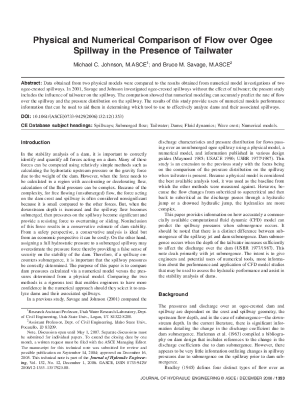 (PDF) Physical and numerical comparison of flow over ogee spillway in ...
