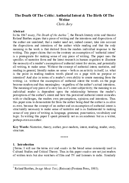 Authorial intent vs reader response image