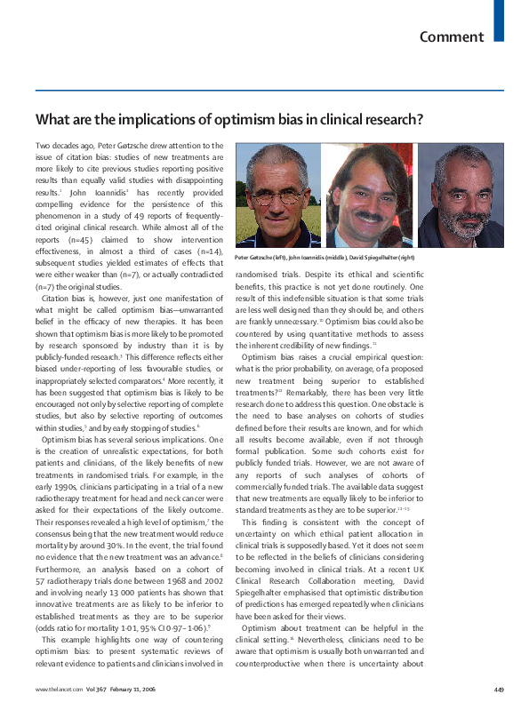 (PDF) What are the implications of optimism bias in clinical research?