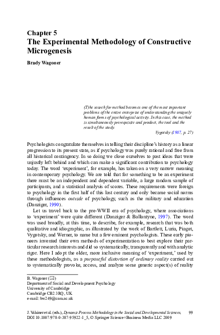 (PDF) The Experimental Methodology of Constructive Microgenesis
