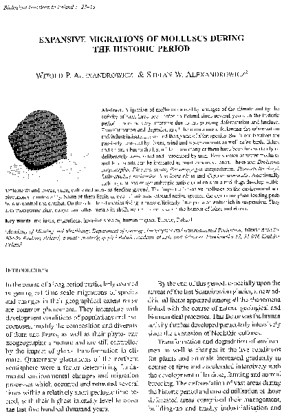 (PDF) EXPANSIVE MIGRATIONS OF MOLLUSCS DURING THE HISTORIC PERIOD