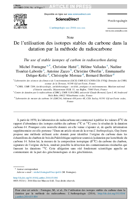 changements de datation du radiocarbonelois SC sur la datation tandis que séparé