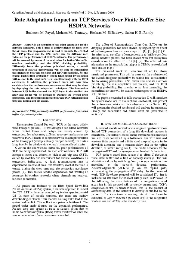  PDF Rate Adaptation Impact On TCP Services Over Finite Buffer Size