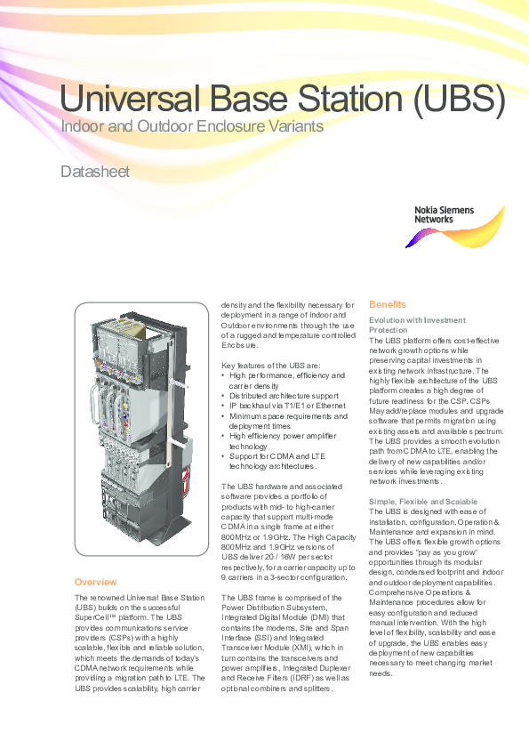 (PDF) Universal Base Station (UBS) Indoor and Outdoor Enclosure Variants
