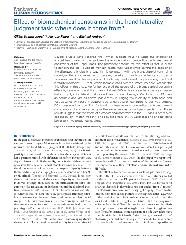(PDF) Effect of biomechanical constraints in the hand laterality ...