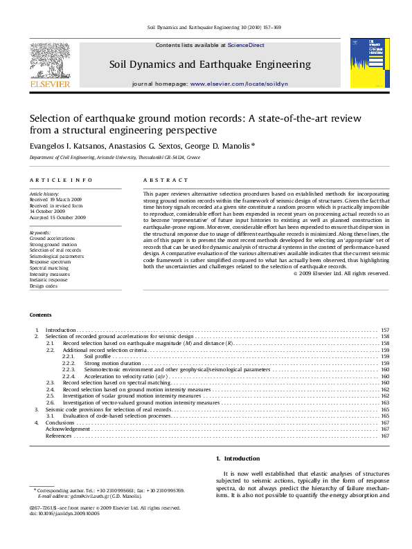 (PDF) Selection of earthquake ground motion records: A state-of-the-art ...