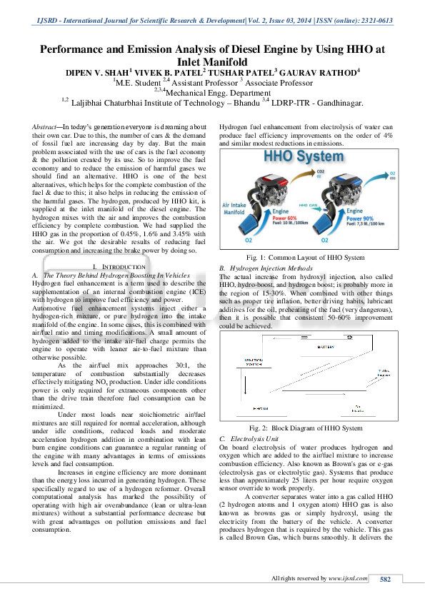 (PDF) Performance and Emission Analysis of Diesel Engine by Using HHO ...