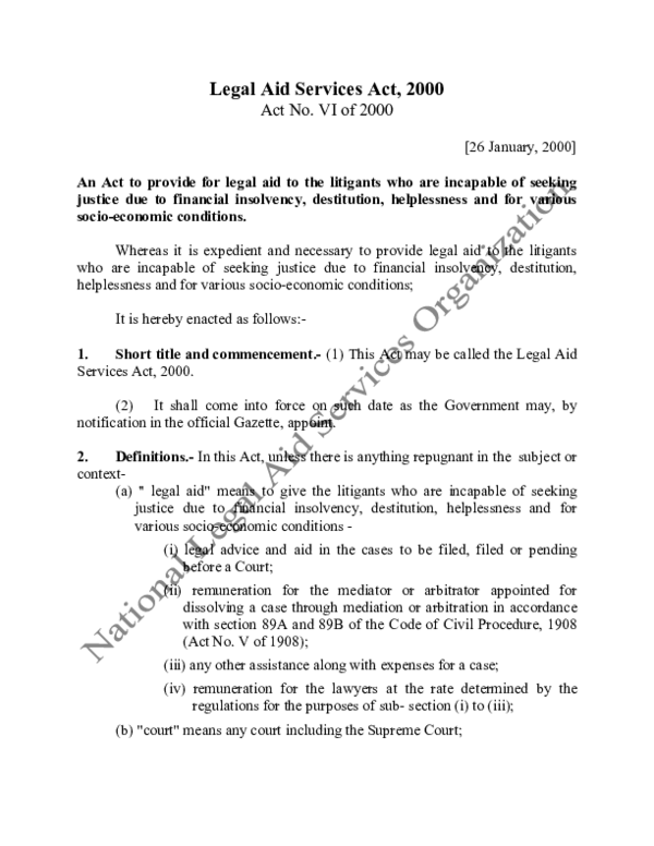 (PDF) Legal aid service act 2000 Munjer Maz Academia.edu