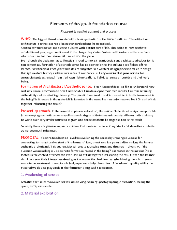 (DOC) Elements of design- A foundation course. Proposal to rethink ...