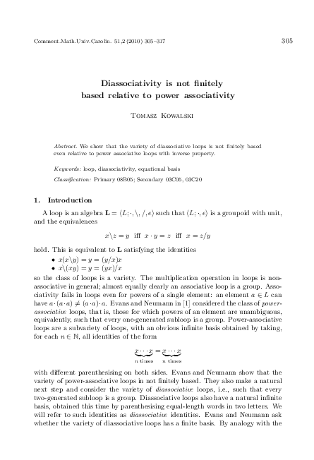 (PDF) Diassociativity is not finitely based relative to power associativity