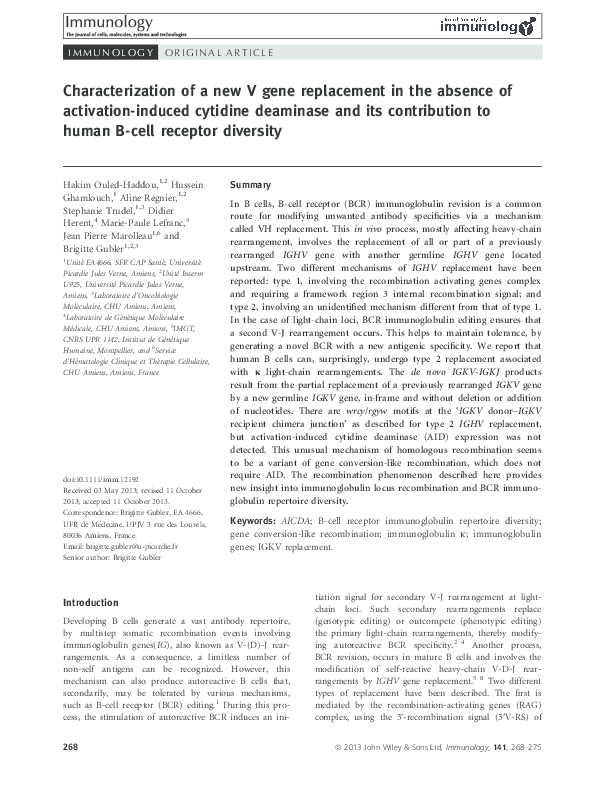 (PDF) Characterization of a new V gene replacement in the absence of ...