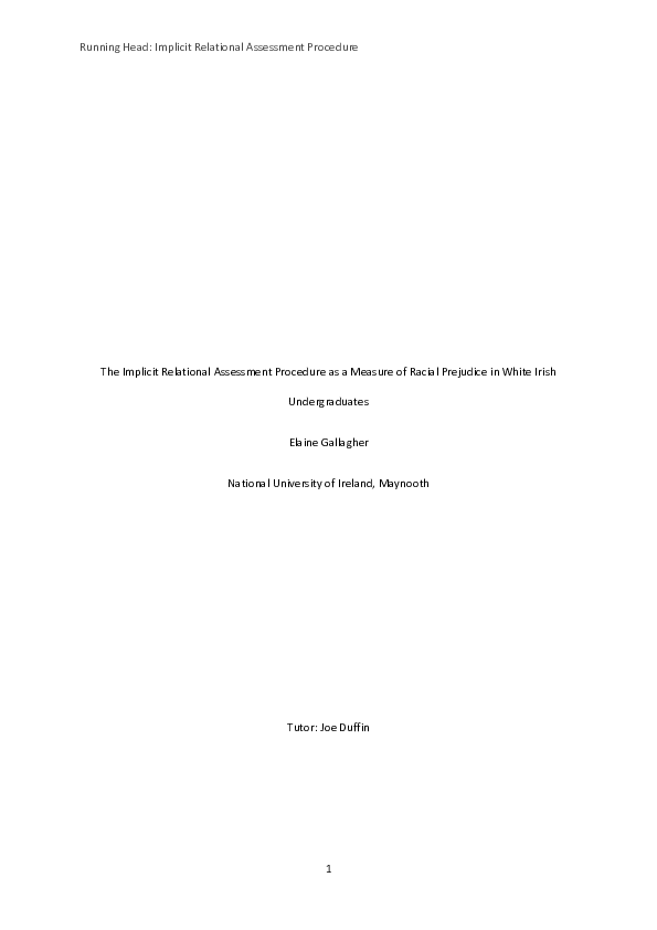 (DOC) The Implicit Relational Assessment Procedure as a Measure of ...