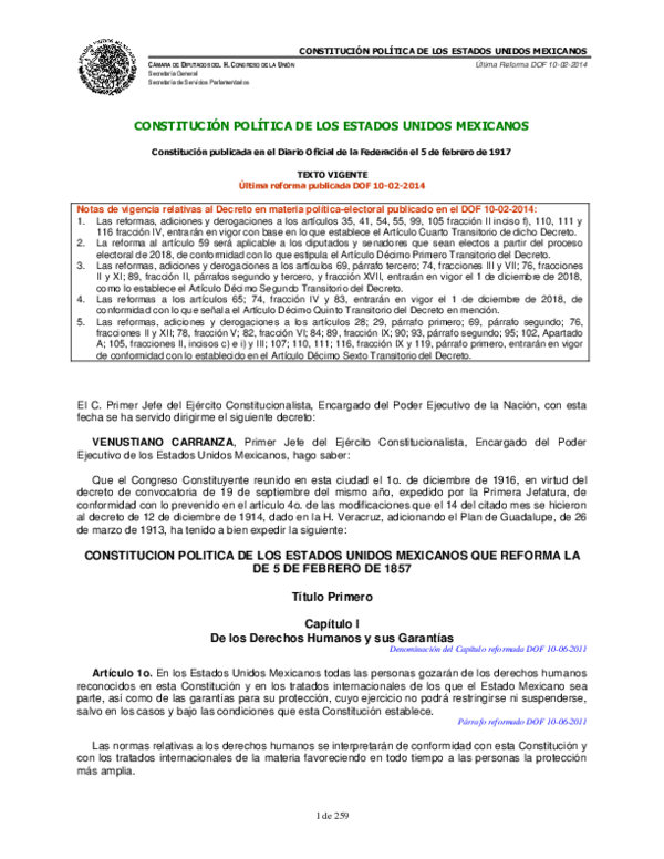 (PDF) Constitucion de los Estados unidos Mexicanos