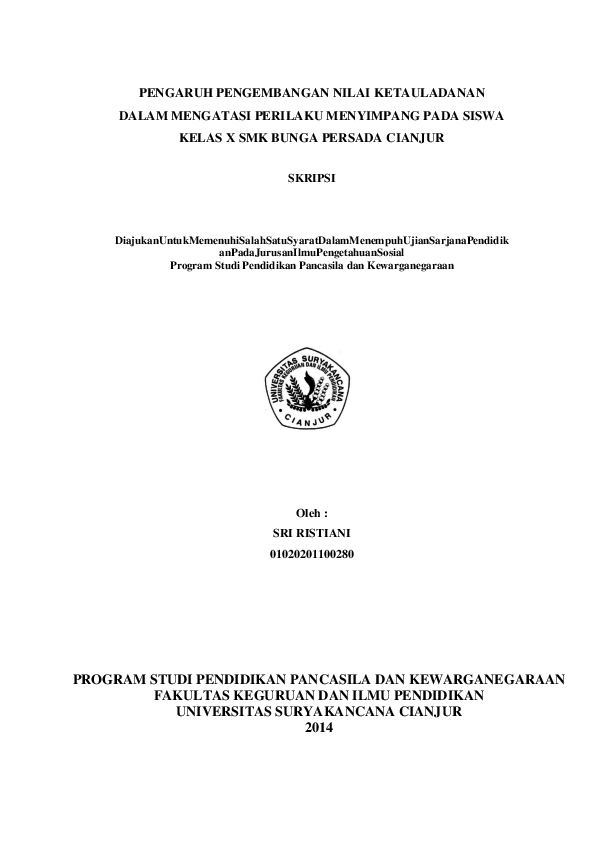 (DOC) PENGARUH PENGEMBANGAN NILAI KETAULADANAN DALAM