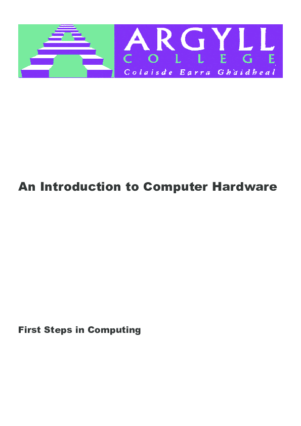 (PDF) An Introduction to Computer Hardware First Steps in Computing
