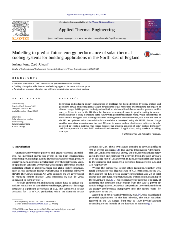 (PDF) Modelling to predict future energy performance of solar thermal ...