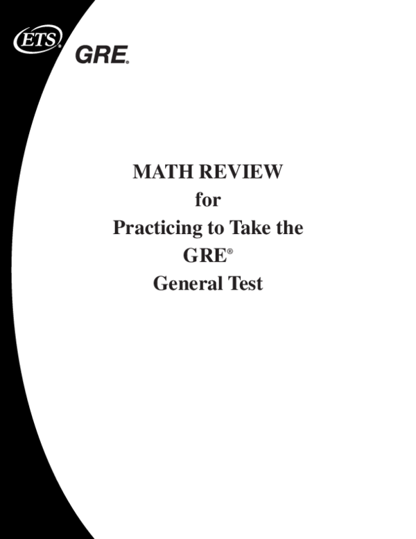 (PDF) MATH REVIEW for Practicing to Take the GRE