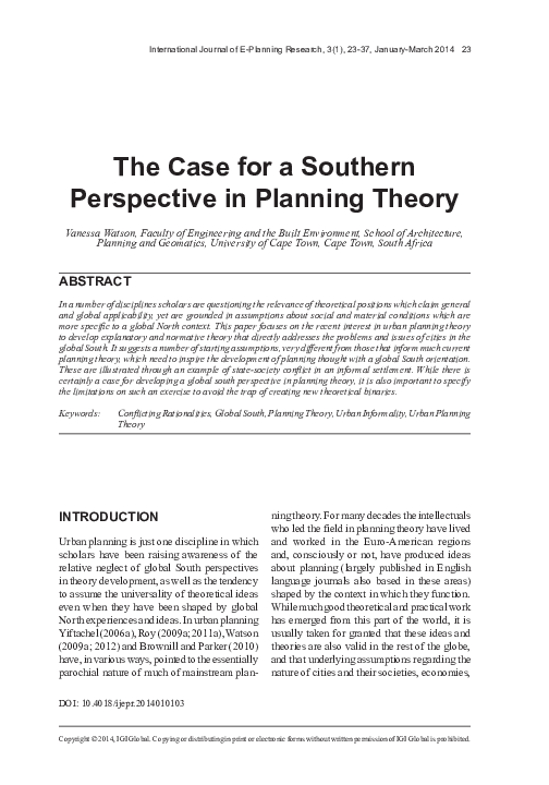 (PDF) The case for a southern perspective in planning theory