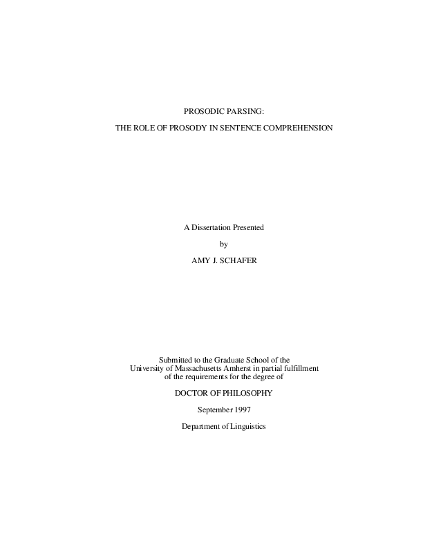 (PDF) Prosodic Parsing: The Role of Prosody in Sentence Comprehension