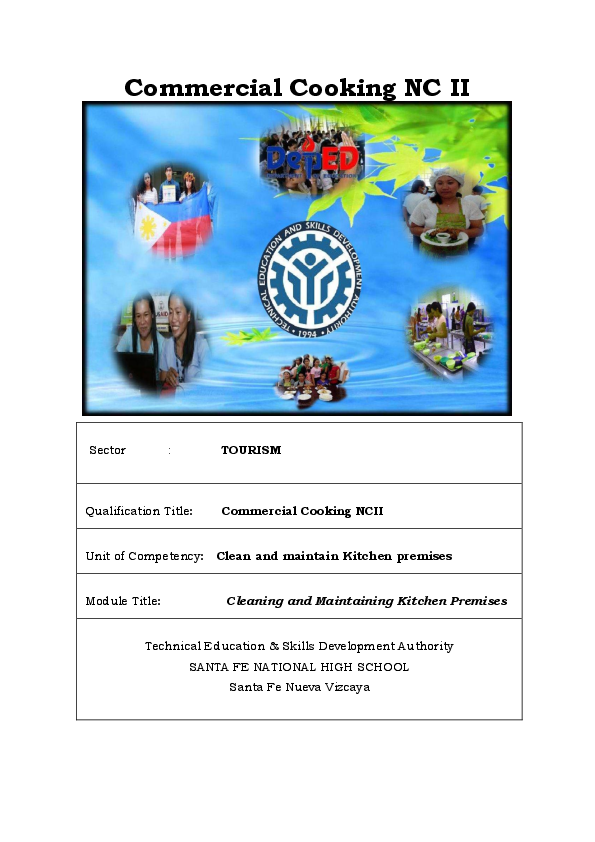 (DOC) 1. clean and maintain kitchen premises dolly ayaman Academia.edu