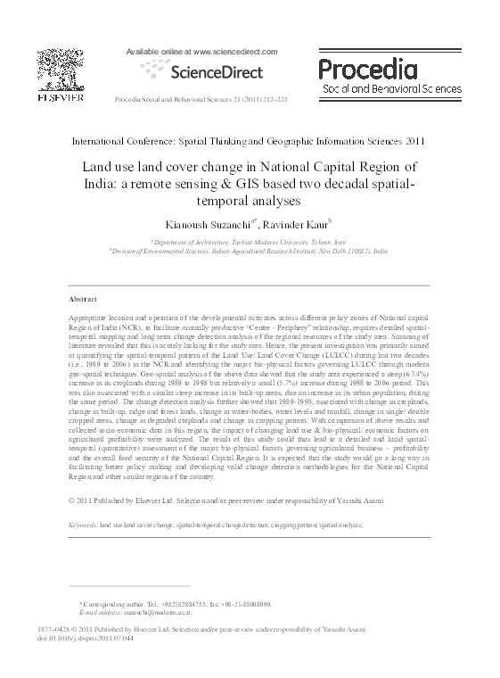 (PDF) Land use land cover change in National Capital Region of India: A ...