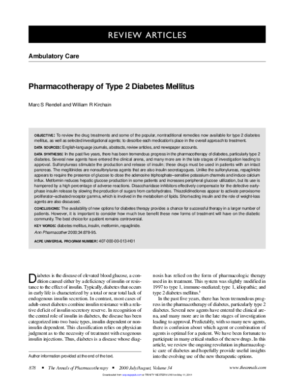 (PDF) Ann Pharmacother-2000-Rendell-878-95 diabetes