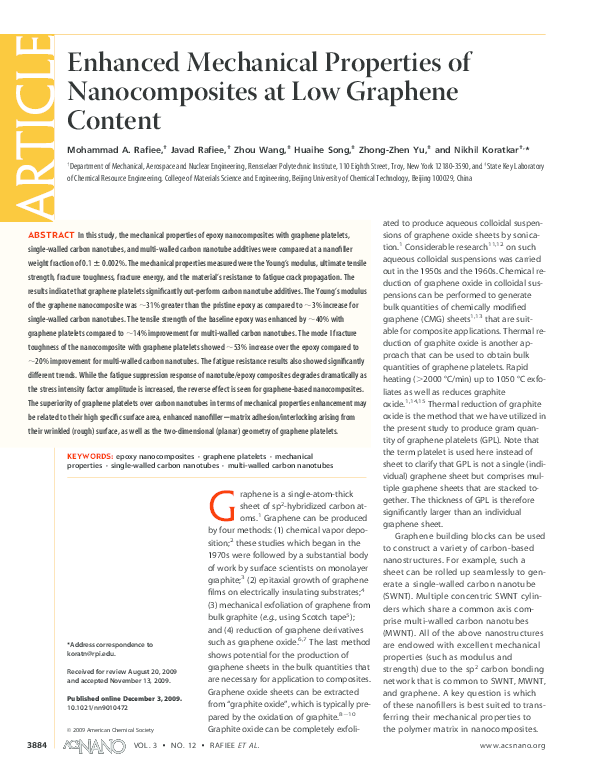 (PDF) Enhanced mechanical properties of nanocomposites at low graphene ...