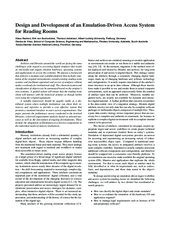 Design and Development of an Emulation-Driven Access System for Reading ...